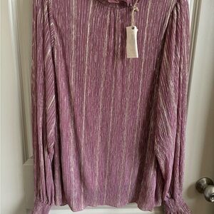 Easel Mauve Textured Long Sleeve Blouse